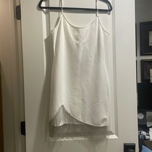 Mini dress - white - beaded fringe - size M superdown